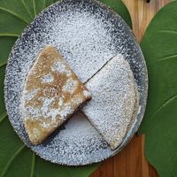 Vegan pancake with sugar + cinnamon at The Happy Cat - Veggie Cafe-Restaurant in Luang Prabang