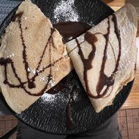 Chocolate banana pancake - make sure you request the vegan version.  at The Happy Cat - Veggie Cafe-Restaurant in Luang Prabang