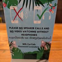 Anti noise pollution at The Happy Cat - Veggie Cafe-Restaurant in Luang Prabang
