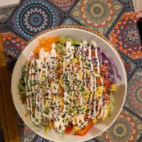 Golden tofu & salad at The Happy Cat - Veggie Cafe-Restaurant in Luang Prabang