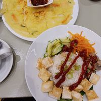 Vegan bibimbap and vegetable pajeon at Seoul Food in Halifax
