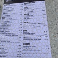Porcini vegan menu  at Pircio in Bishops Stortford