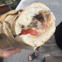 Baguette funghi hummus pomodoro   at Il Crudo in Pisa