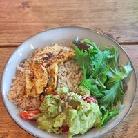 Tofu and guacamole with brown rice at Avocafé by Nutri2Go in Nottingham