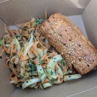 Vegan roll with fennel and carrot salad at Cornerstone Coffee in Doncaster
