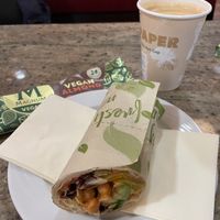 Half avocado wrap, vegan magnum and soy latte.   at MUC - Wiener's - T2 in Munich