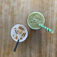 Iced chai latte and smoothie  at Future Leap in Bristol