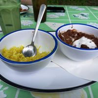 Chili and iced matcha   at Phoenicia Diner in Phoenicia