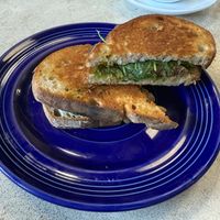 Vegan Panini with Vegan Breakfast Sausagee  at Origin Coffee in Saranac Lake