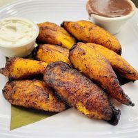 Platanos w/ vegan cream cheese and beans  at La Sabrosa Sweets in Los Angeles