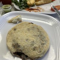Vegan-bean-cheese-avocado Pupusa & fried yuca   at La Sabrosa Sweets in Los Angeles