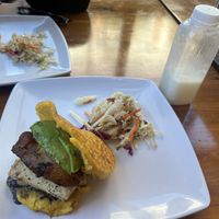 Sweet arepa with black beans, tofu, sweet plantain, avocado, and yummy sauce.   at Pica Pica Arepa Kitchen in San Francisco