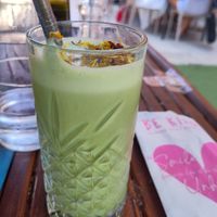 Coold matcha latte with soy milk 💚 at Be Kind in Cattolica