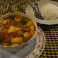 Tom yum soup at Veggie Tables in Vang Vieng
