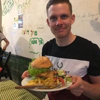 Tofu burger at Veggie Tables in Vang Vieng