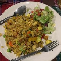 Veg fried rice with curry and tofu at Veggie Tables in Vang Vieng