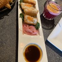 Rice cakes, hibiscus sour with Aquafaba foam   at Bandaloop in Arundel