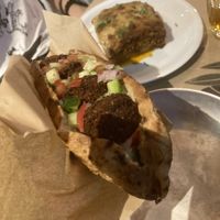 Vegan falafel pita with tahini  at Exesion - Εξαίσιον in Paros