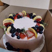 Two layer saffron cardamom v/gf cake with a berry compote filling and a strawberry buttercream.

Incredibly light and fluffy - was a DREAM to eat and share. at Van Pelt Family Bakery in Alachua