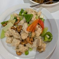 Vegan chicken with cashews at China Red in Sheffield