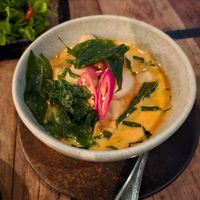 Vegan red curry with tofu and lychee at Bangkok Heightz in Bangkok