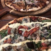 Bbq jackfruit & the one with aioli pesto  at Coolangatta Pizzeria in Coolangatta