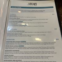 Vegan menu  at Coolangatta Pizzeria in Coolangatta