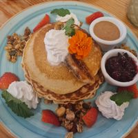 Red velvet pancakes at Brunchit in Alicante