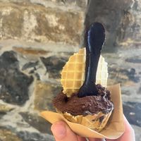 All vegan, including chocolate spoon 😄 at Wow Emotional Food in La Spezia