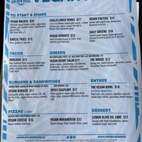 Vegan menu  at Golden Road Brewing - West Glendale in Los Angeles