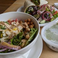 Summer nourish bowl, Mediterranean veggie wrap, vegan pesto at Rose & Rooster Cafe in Head Of Chezzetcook