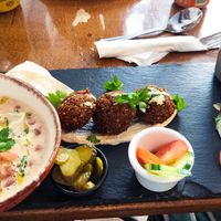 Full medames with falafels at Daily Dose Restaurant in Clonakilty