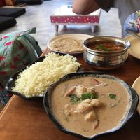 Kidney bean curry (forgot the name) and a really tasteless peanut stew (darker the better) at Millets of Mewar in Udaipur