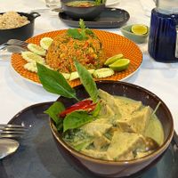rice curry and green curry / both vegan, gluten-free and with no oil… and super tasty  at Infusion Thai Cooking Class in Koh Samui