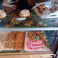 Filled doughnut. at Santa Vegana in Barcelona