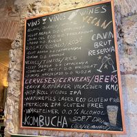 Drinks menu at Santa Vegana in Barcelona