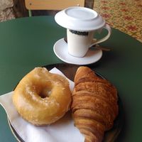 My tea and sweets after brunch at Santa Vegana in Barcelona