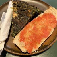 Tortilla de espinaca (viene con pan con tomate )  at Santa Vegana in Barcelona