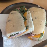 Pan con jamon y queso at Santa Vegana in Barcelona