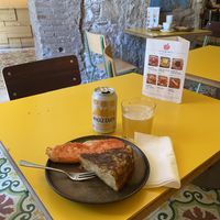 ordered just a tortilla and got a pan con tomate with it  at Santa Vegana in Barcelona