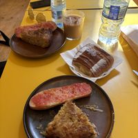 Leek Omlette & Potato Omlette  at Santa Vegana in Barcelona
