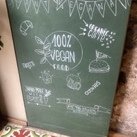 100% Vegan Signage YAY!!!!   at Santa Vegana in Barcelona