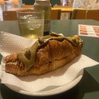 Pistachio Croissants 🥐 and Lemonade Drink   at Santa Vegana in Barcelona