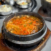 Vegan LB Mushroom Tofu Soupp  at Sura Korean BBQ & Tofu House in Long Beach