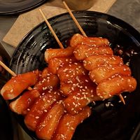 rice skewers   at Sura Korean BBQ & Tofu House in Long Beach