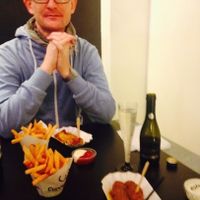 Omnomnom! Vegan currywurst with fries and vegan mayo! + cute husband at Curry Co in Dresden