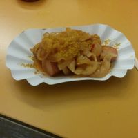 Vegan sausage with onion sauce at Curry Co in Dresden