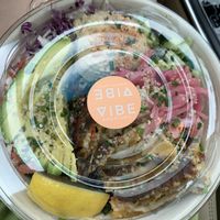 mediterranean bowl  at Vibe Organic Kitchen & Juice in Costa Mesa