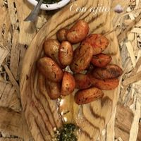 Papas al ajo   at Yerbabuena in Puebla