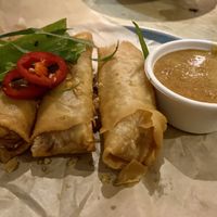 Indian style spring rolls served with peanut sauce. Hands-down best spring rolls I’ve ever eaten   at Ma Pa Me in South Brisbane